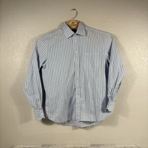 Canali Striped Long Sleeve Button Front Shirt Men's 43/17 Blue/White